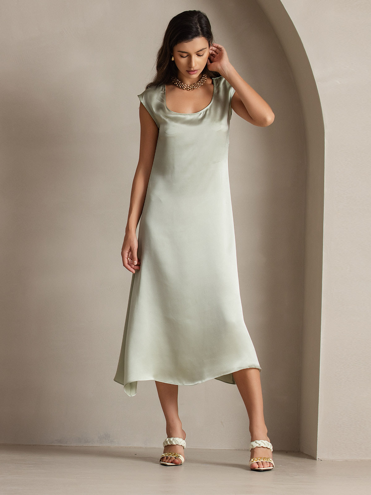 19Momme Silk U-neck Sleeveless Dress