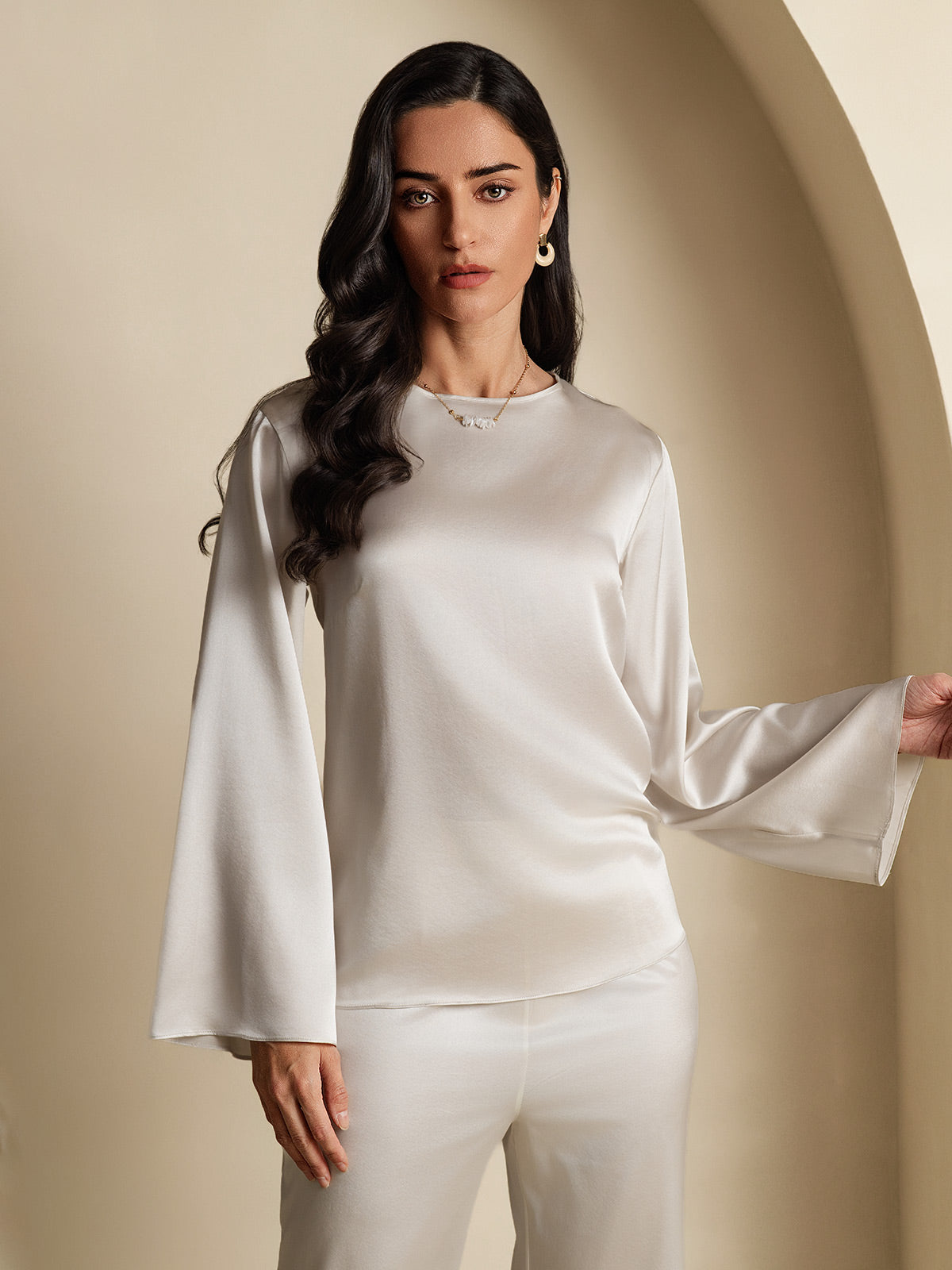 19Momme Silk Long-sleeved Blouse