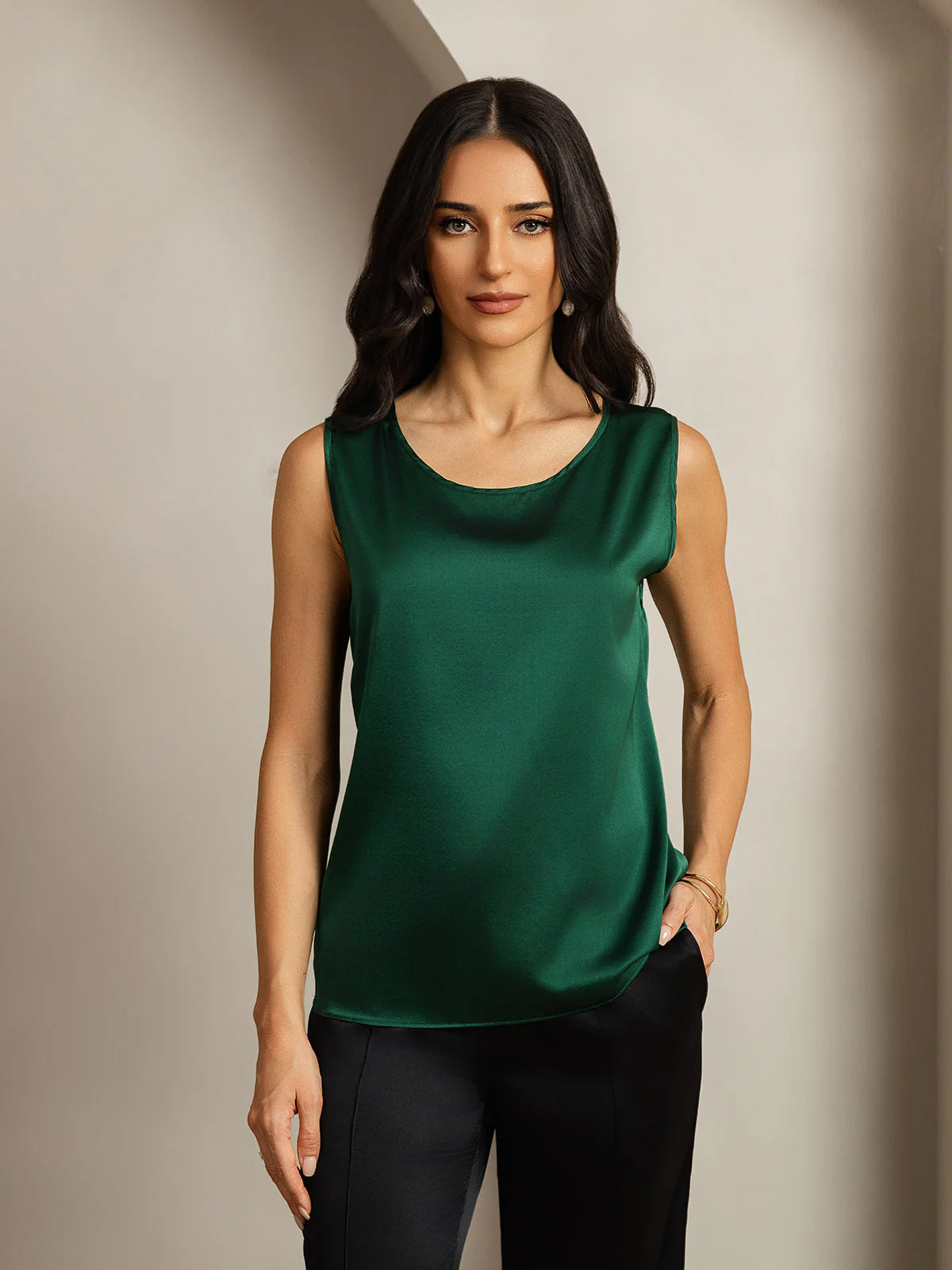 19Momme Silk Lounge Round Neck Tank Top