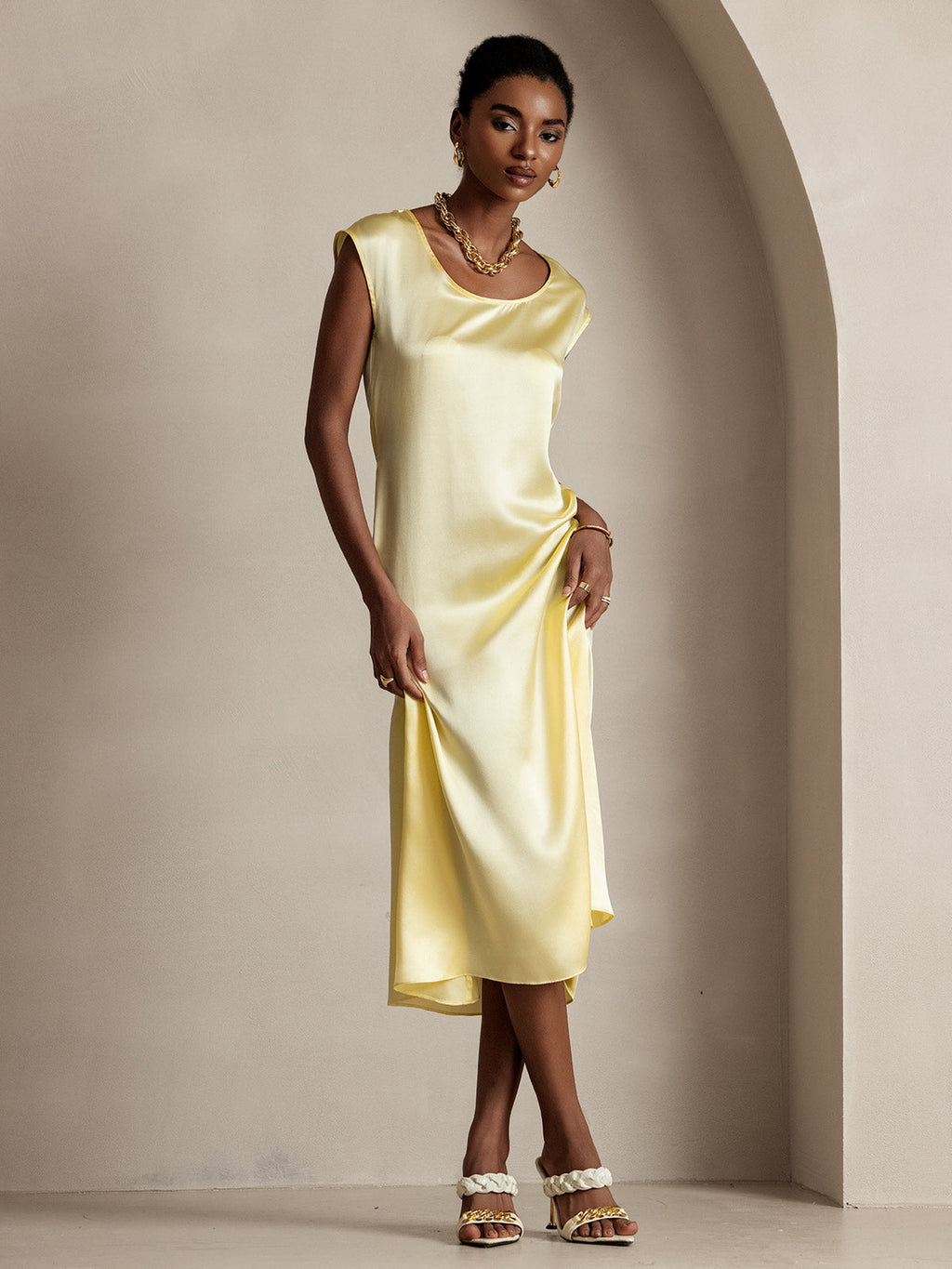 19Momme Silk U-neck Sleeveless Dress