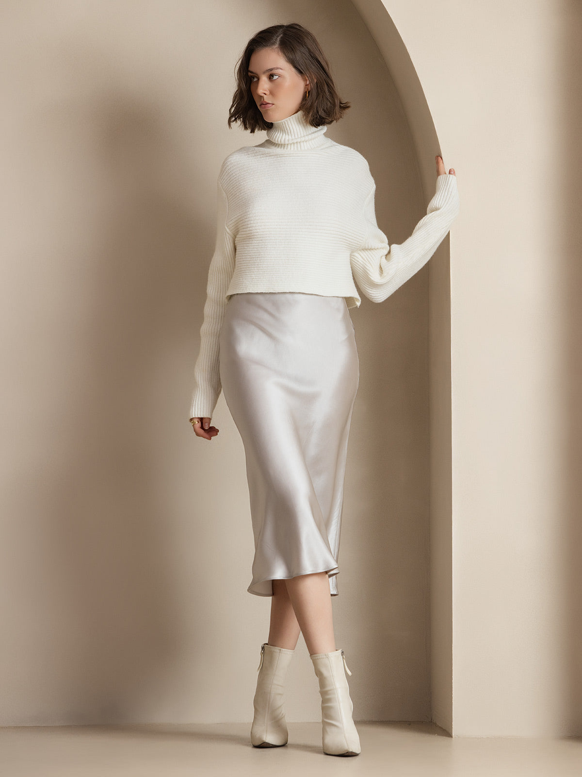 19Momme Mulberry Silk Stretch Long Straight Skirt