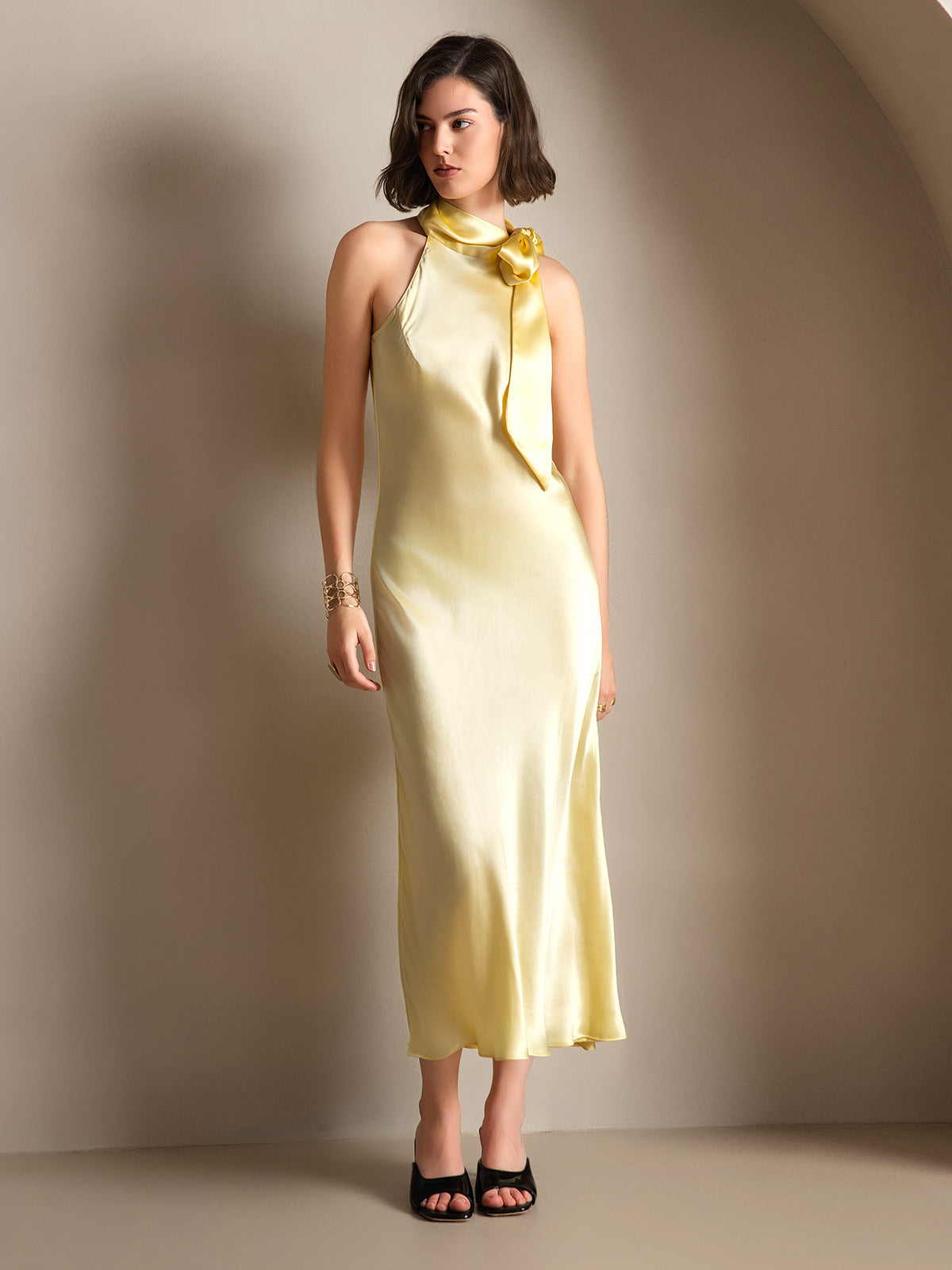 19Momme Silk Tie Neck Dress