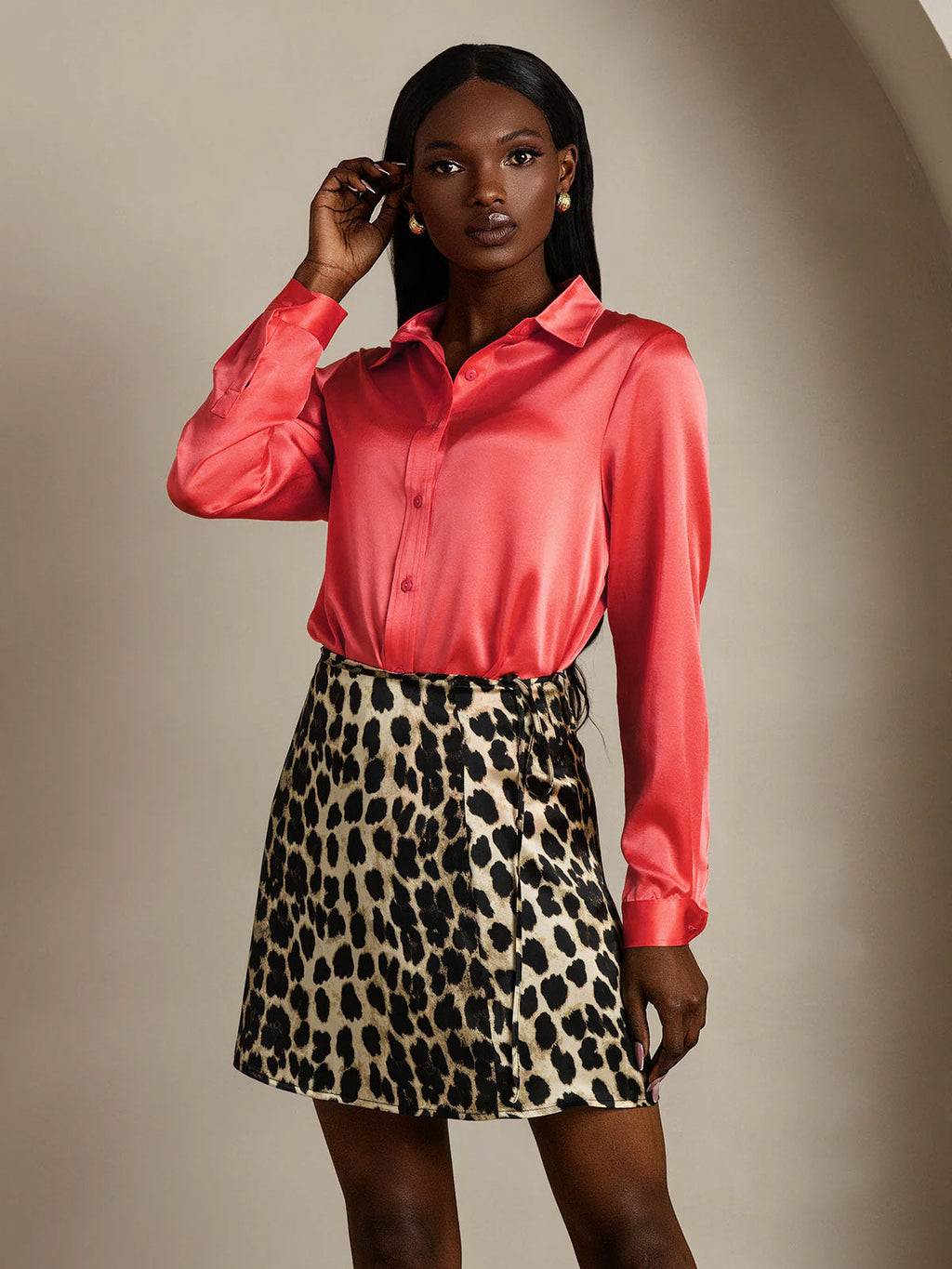 19Momme Silk Long Sleeve Lapel Collar Women's Shirt