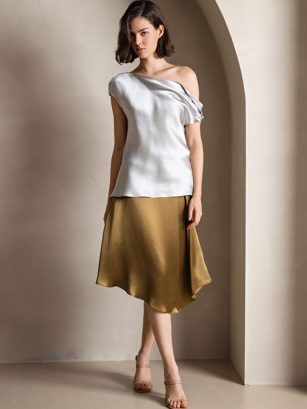 19Momme Silk Chic One-Shoulder Blouse