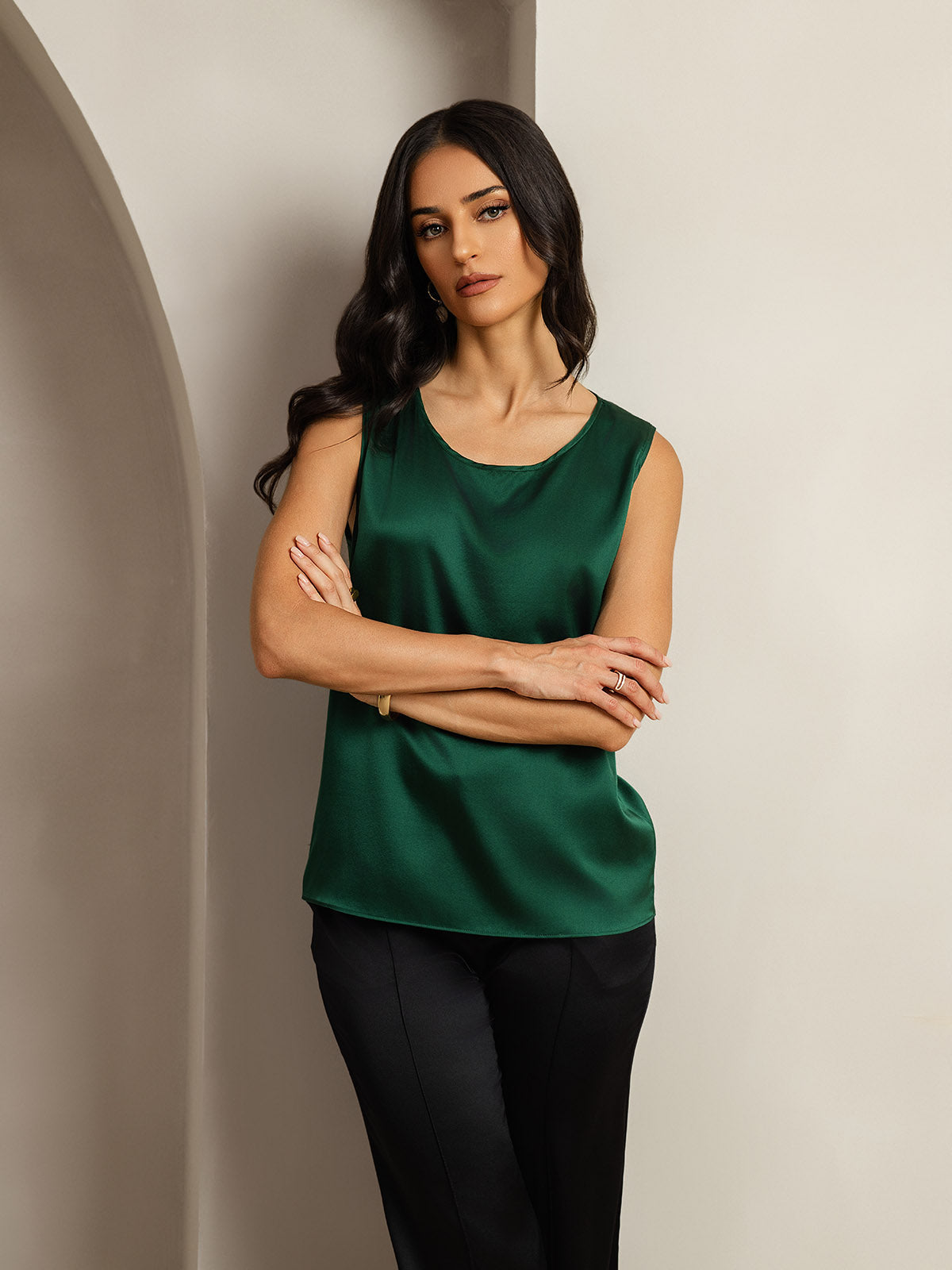 19Momme Silk Lounge Round Neck Tank Top
