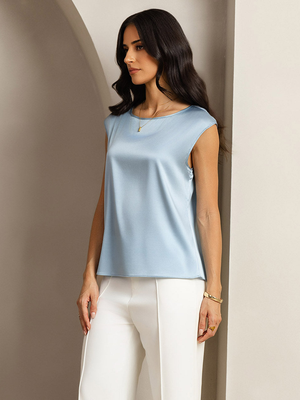 19Momme Silk Cap Sleeve Tank Top