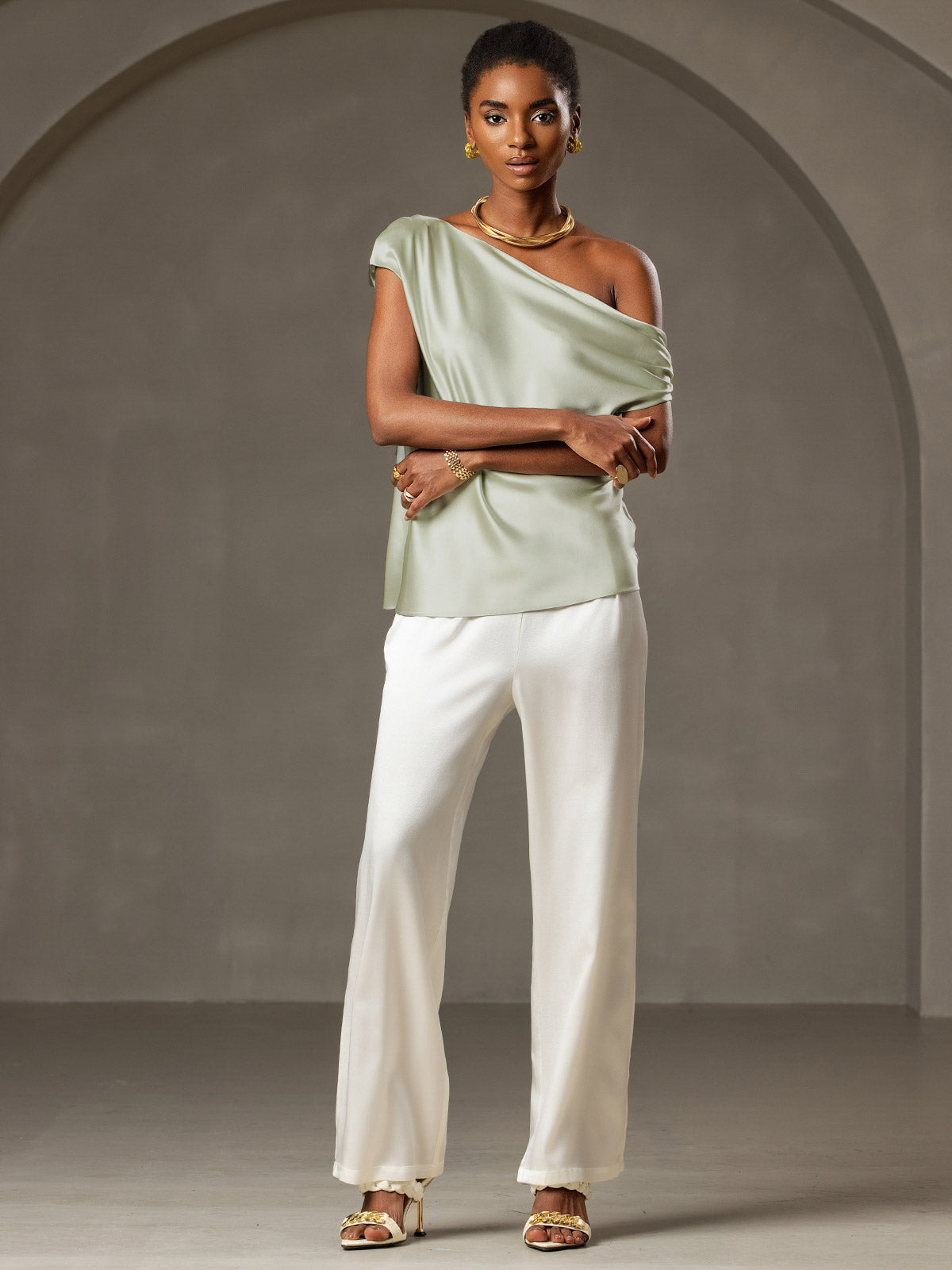 19Momme Silk Chic One-Shoulder Blouse