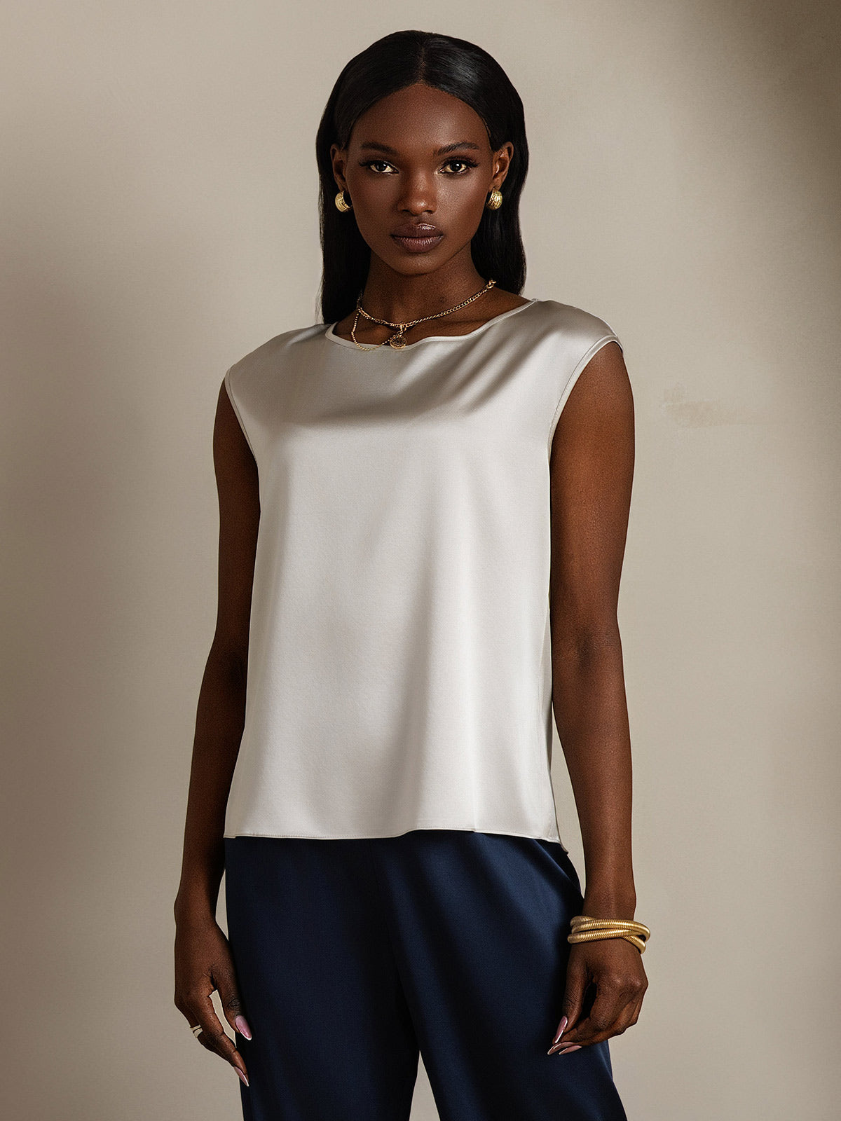 19Momme Silk Cap Sleeve Tank Top