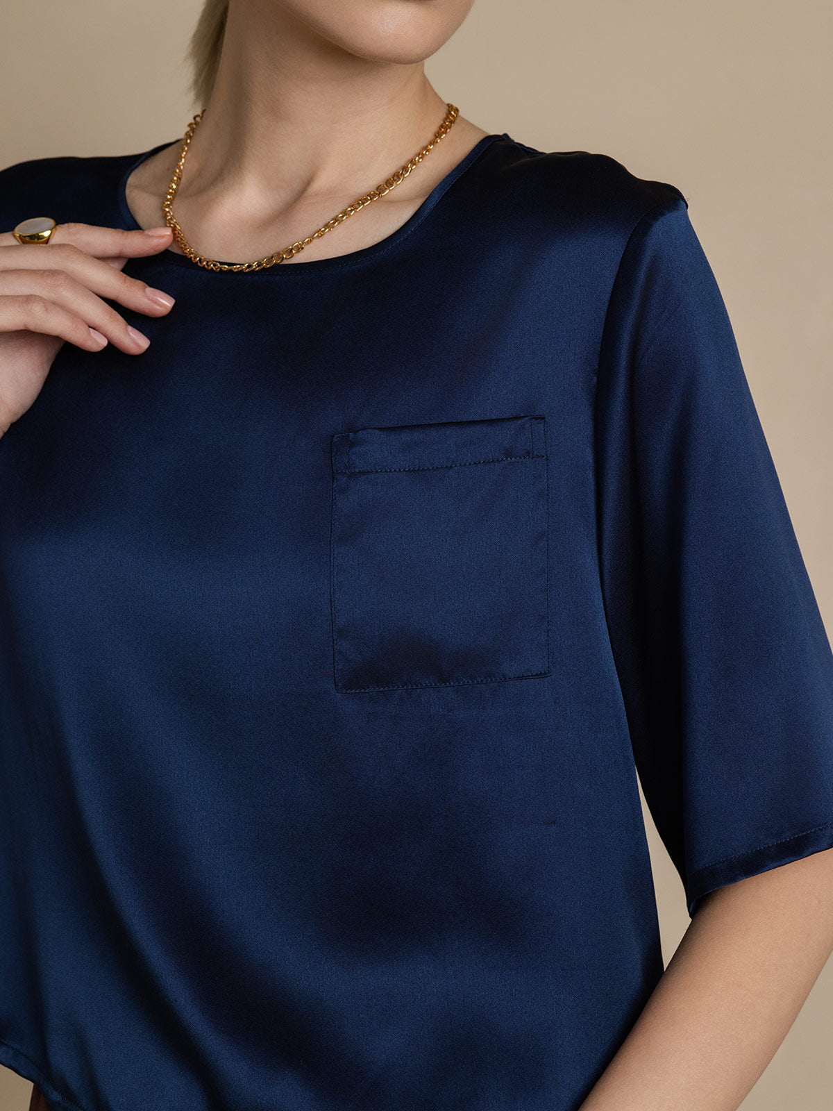 Pure Silk Casual Half Sleeve Women's Blouse T-Shirt