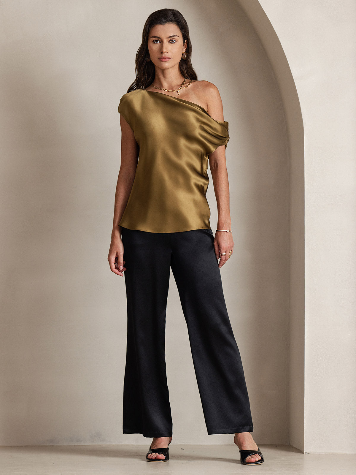 19Momme Silk Chic One-Shoulder Blouse