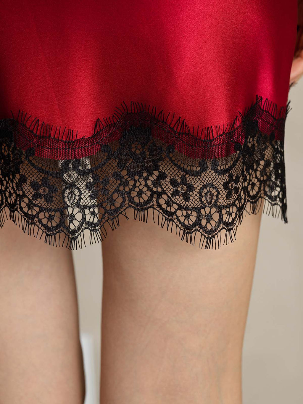 19Momme Silk Lace Straight Mini Skirt with Stretch Waist Design