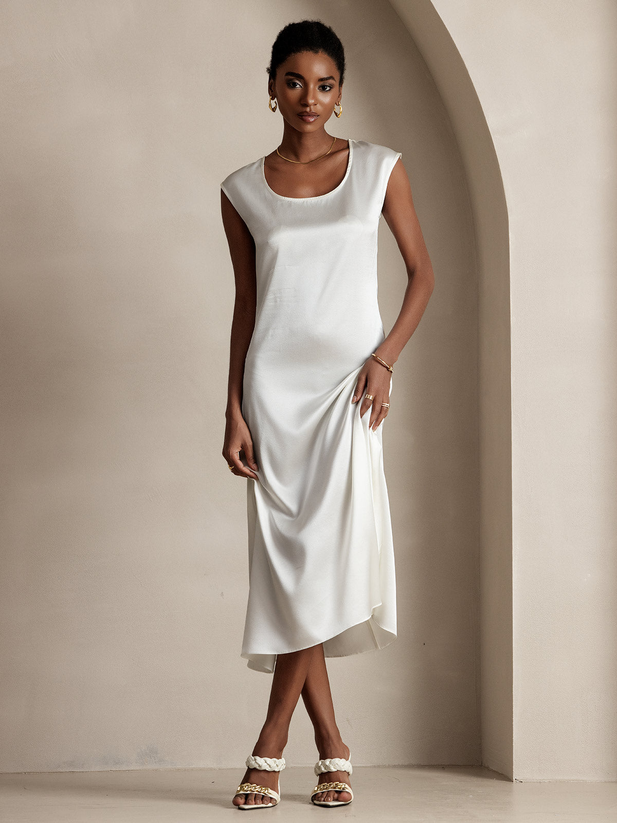 19Momme Silk U-neck Sleeveless Dress