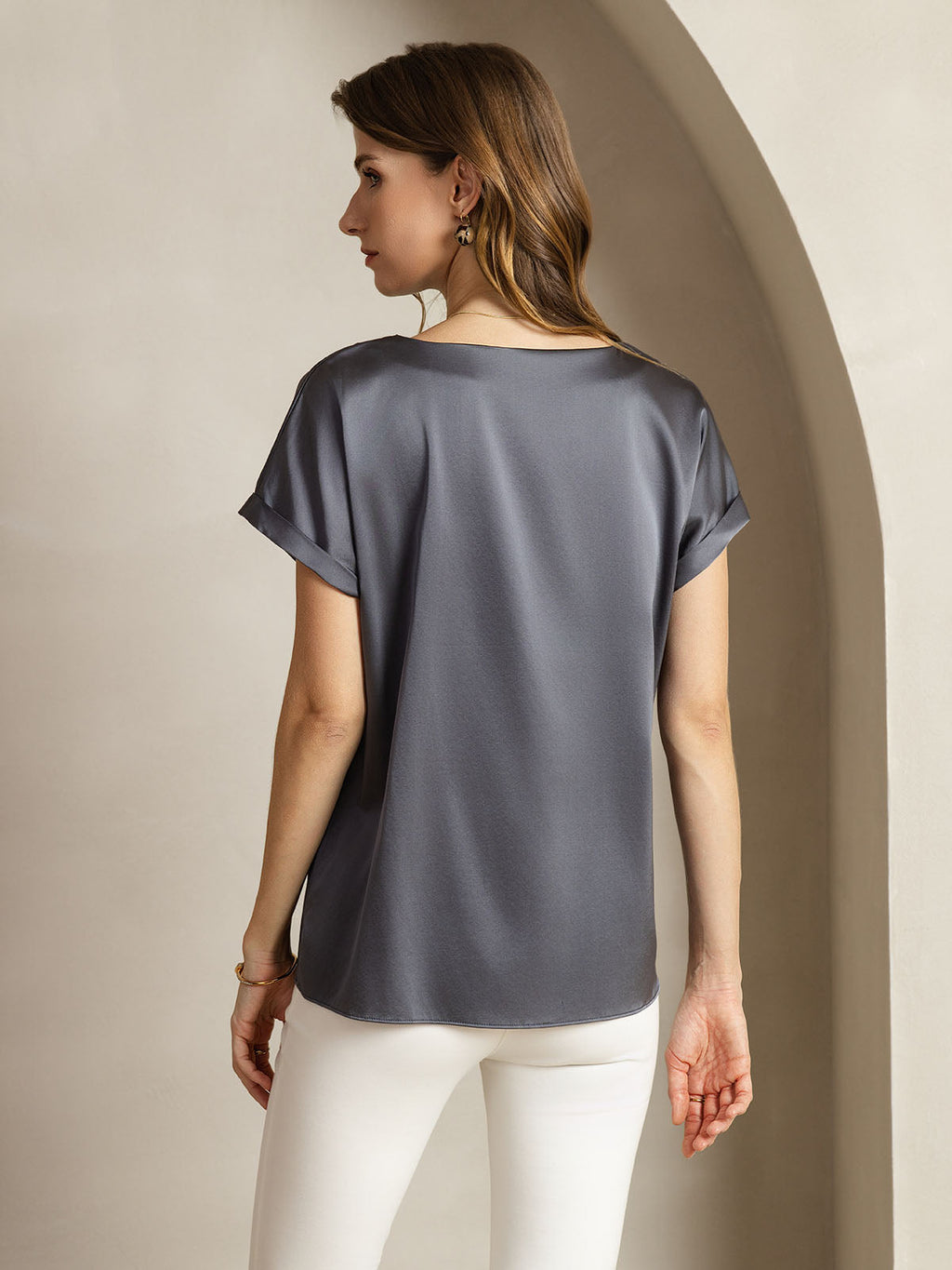 19Momme Silk Classic Casual Short Sleeve T-Shirt