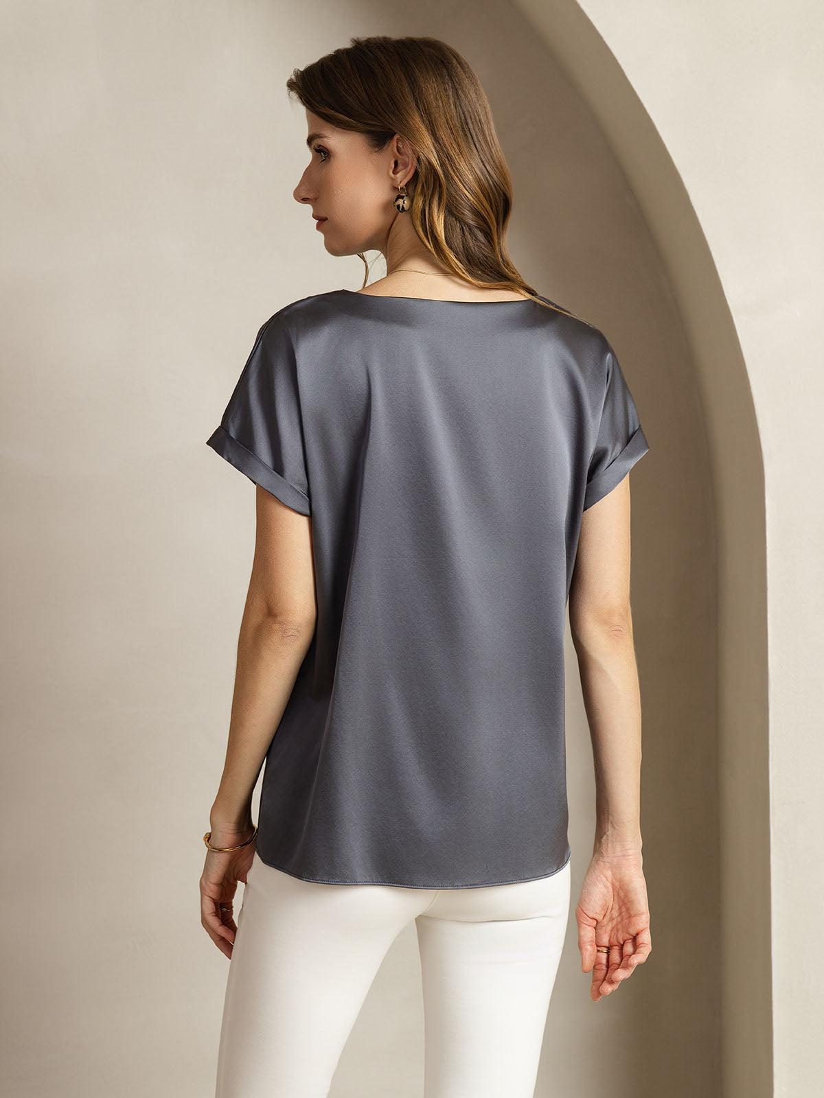 19Momme Silk Classic Casual Short Sleeve T-Shirt