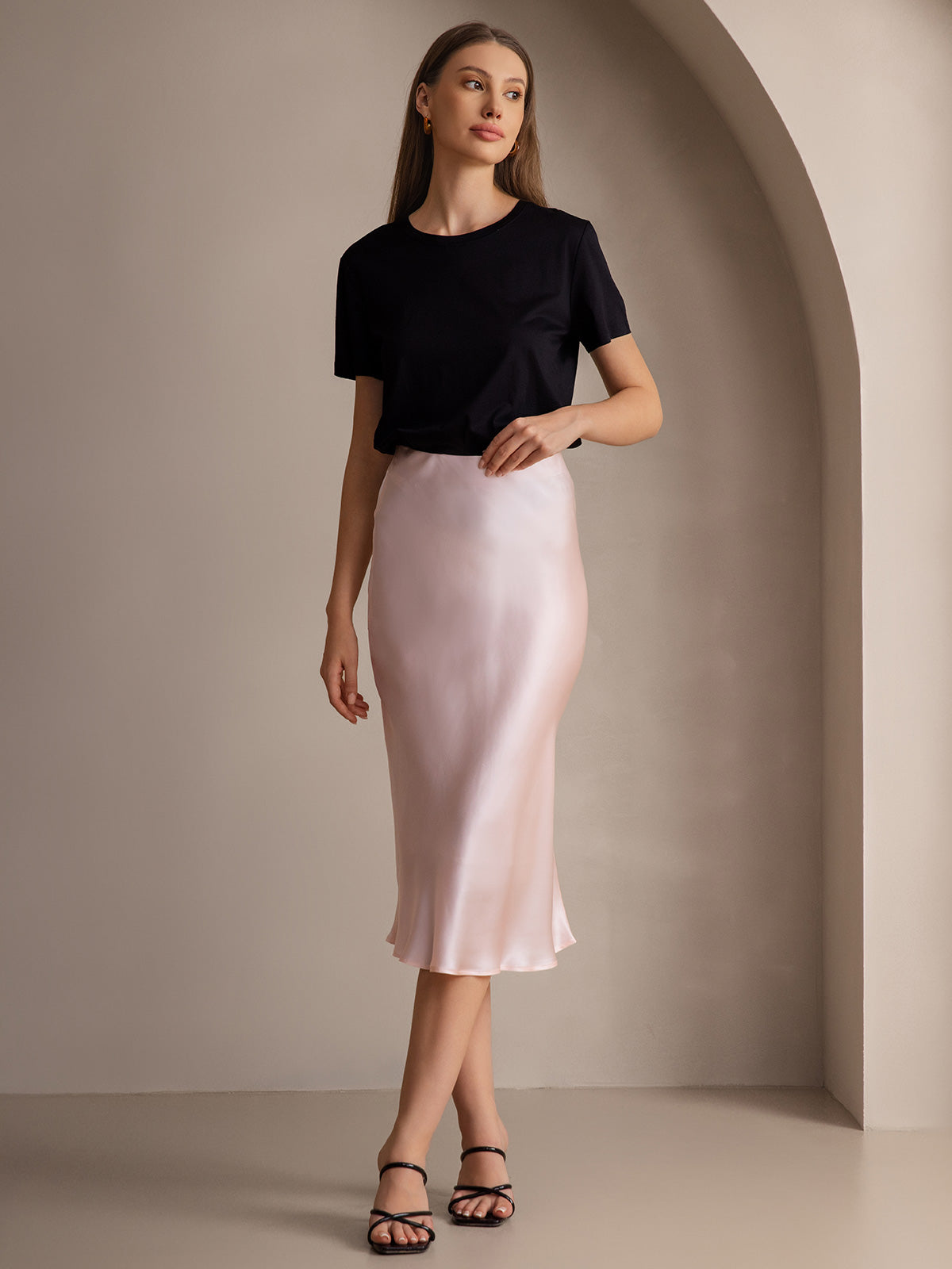 19Momme Mulberry Silk Stretch Long Straight Skirt