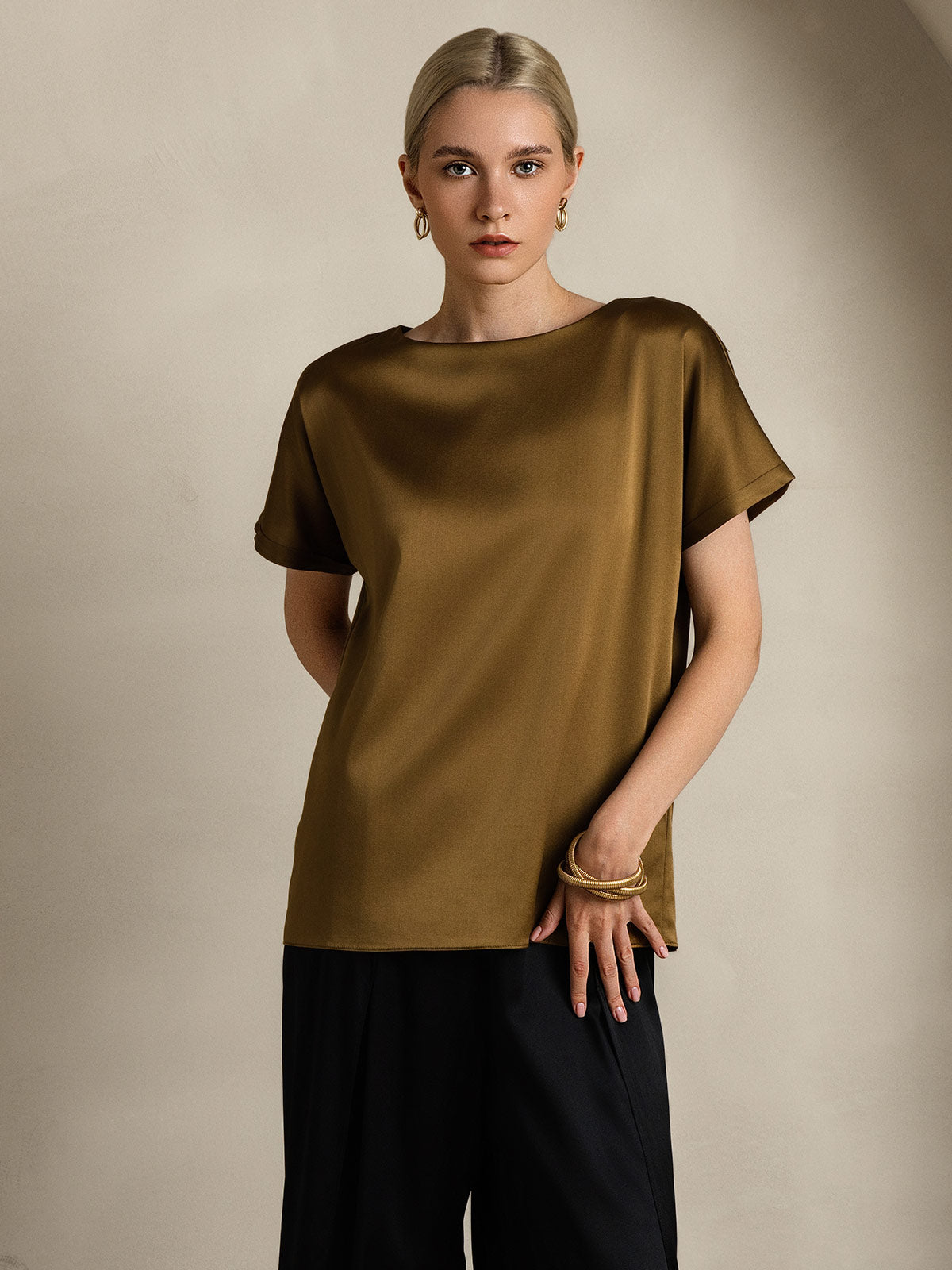 19Momme Silk Classic Casual Short Sleeve T-Shirt