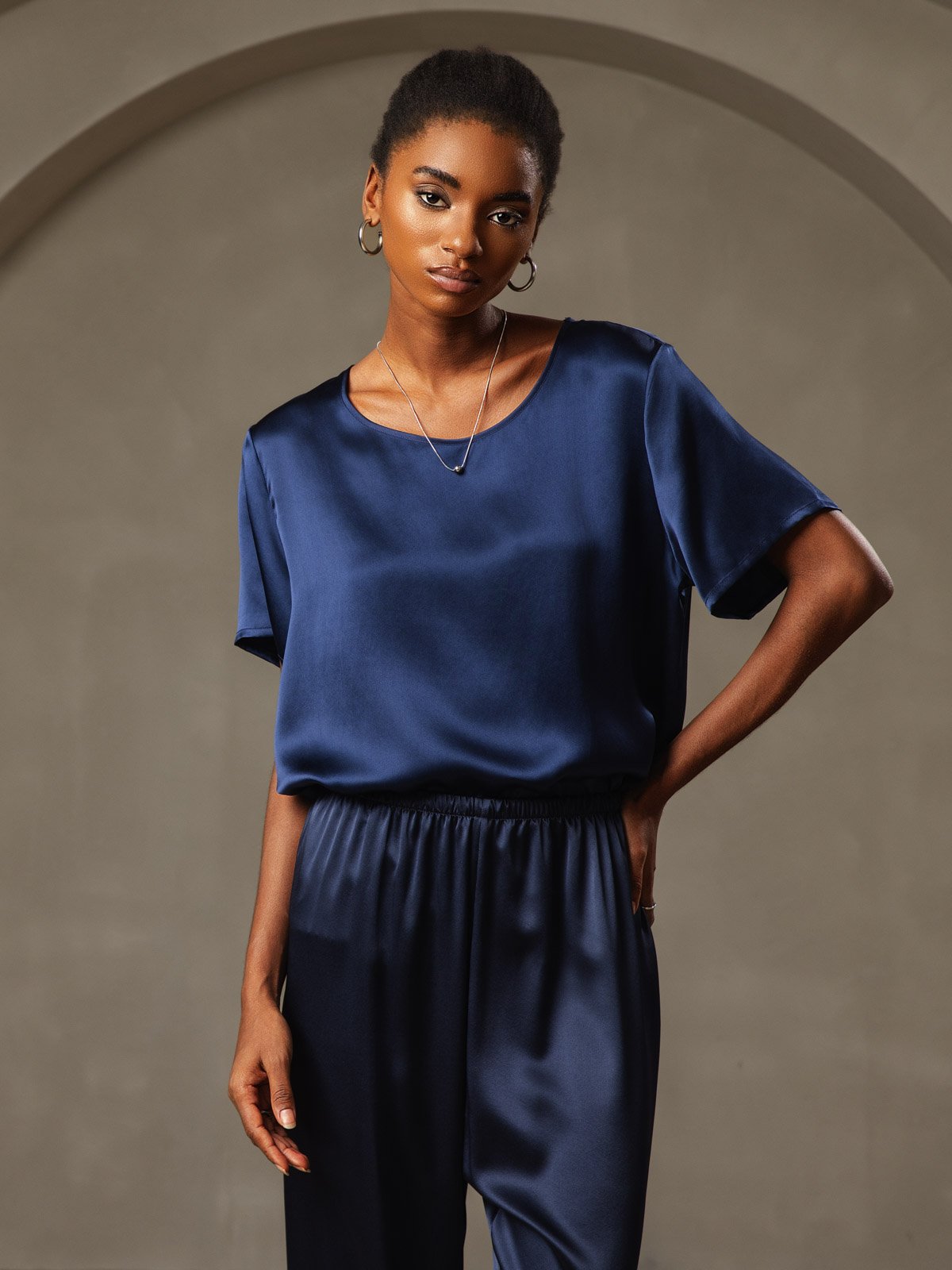 Pure Silk Short Sleeve T-shirt (pants not included)