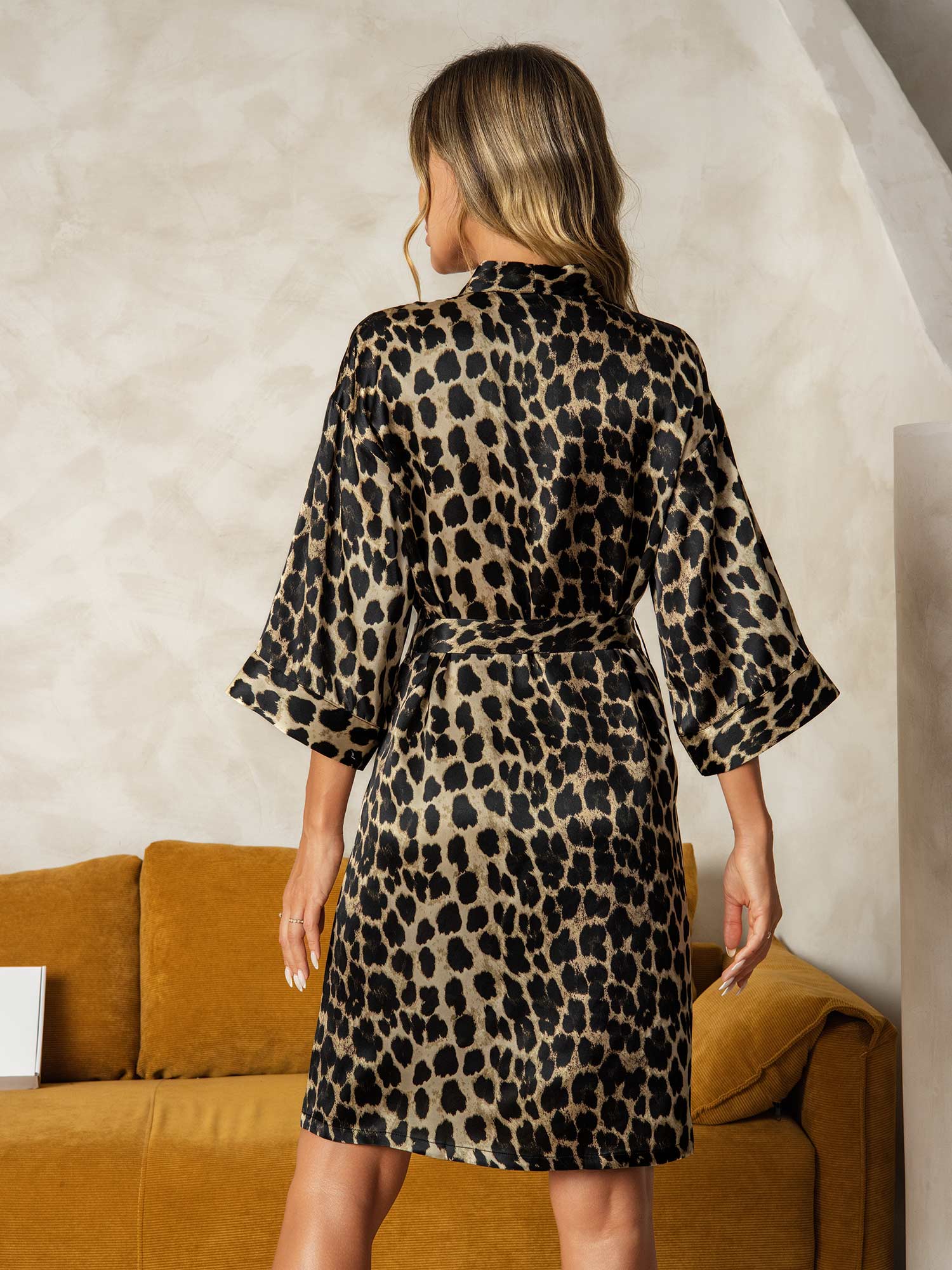Pure Silk Belted Wrap Womens Kimono Robe