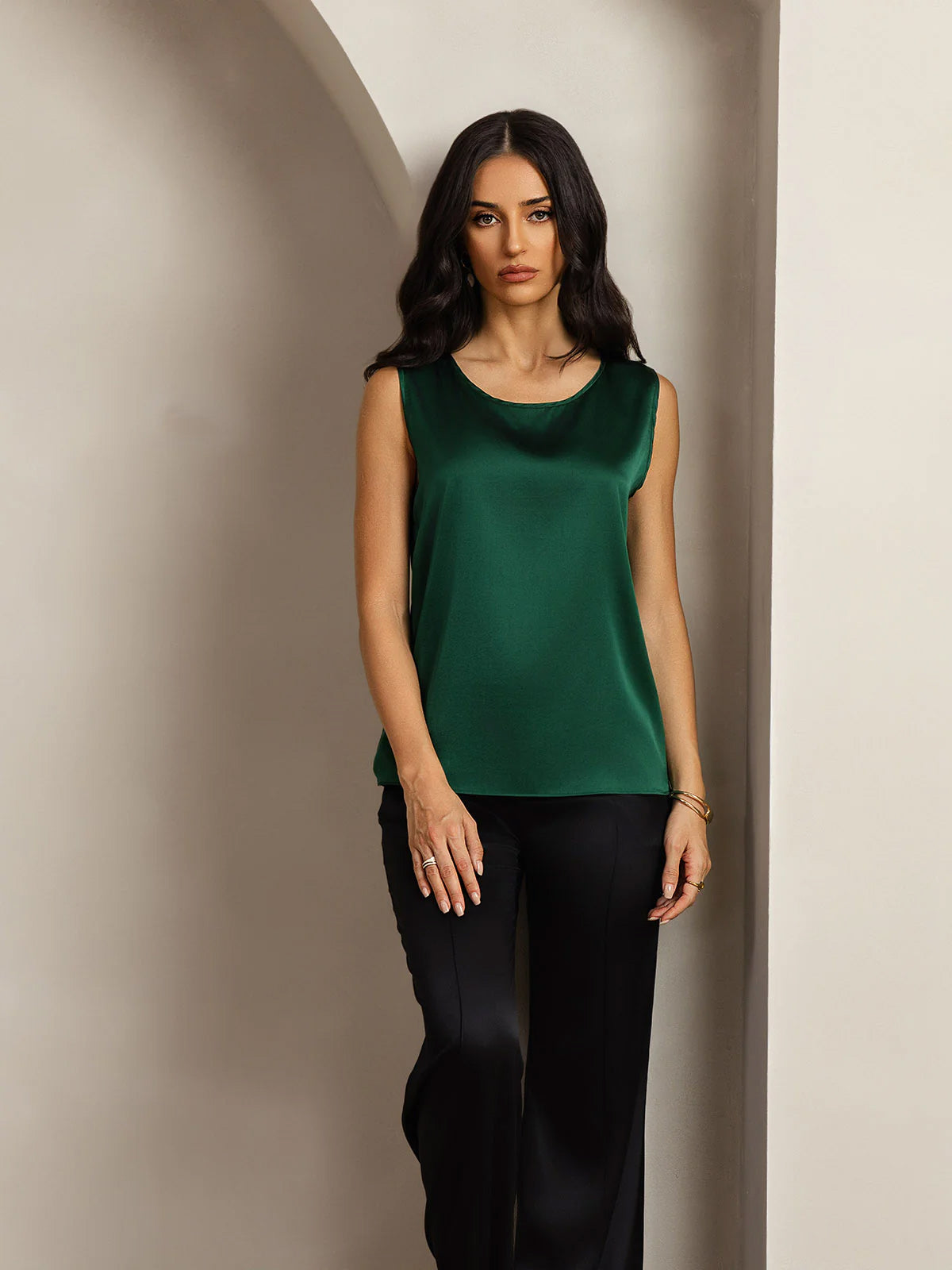 19Momme Silk Lounge Round Neck Tank Top