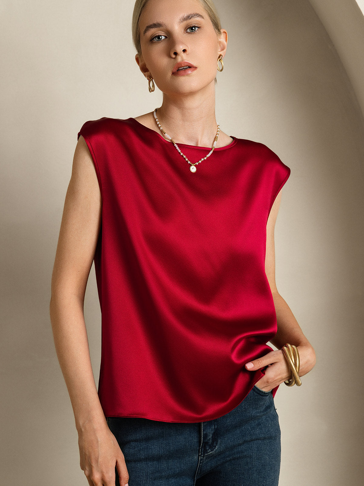 19Momme Silk Cap Sleeve Blouse