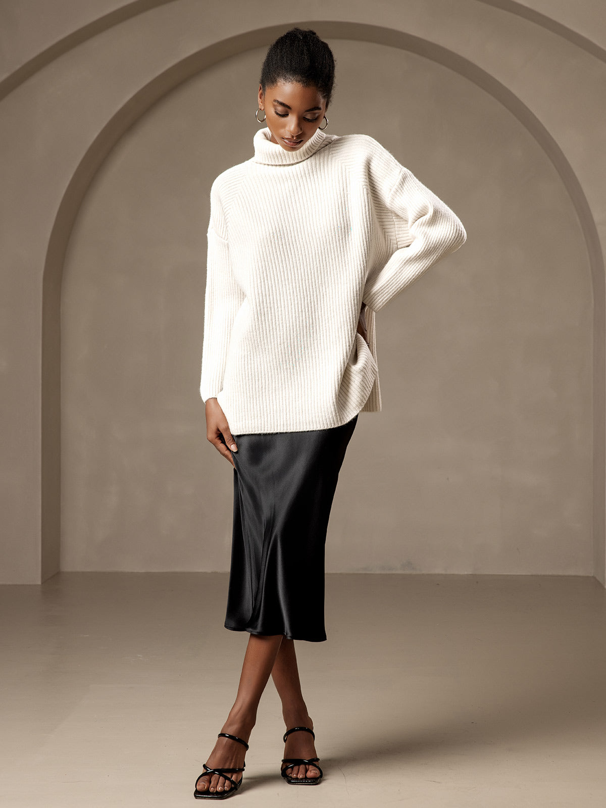 19Momme Mulberry Silk Stretch Long Straight Skirt