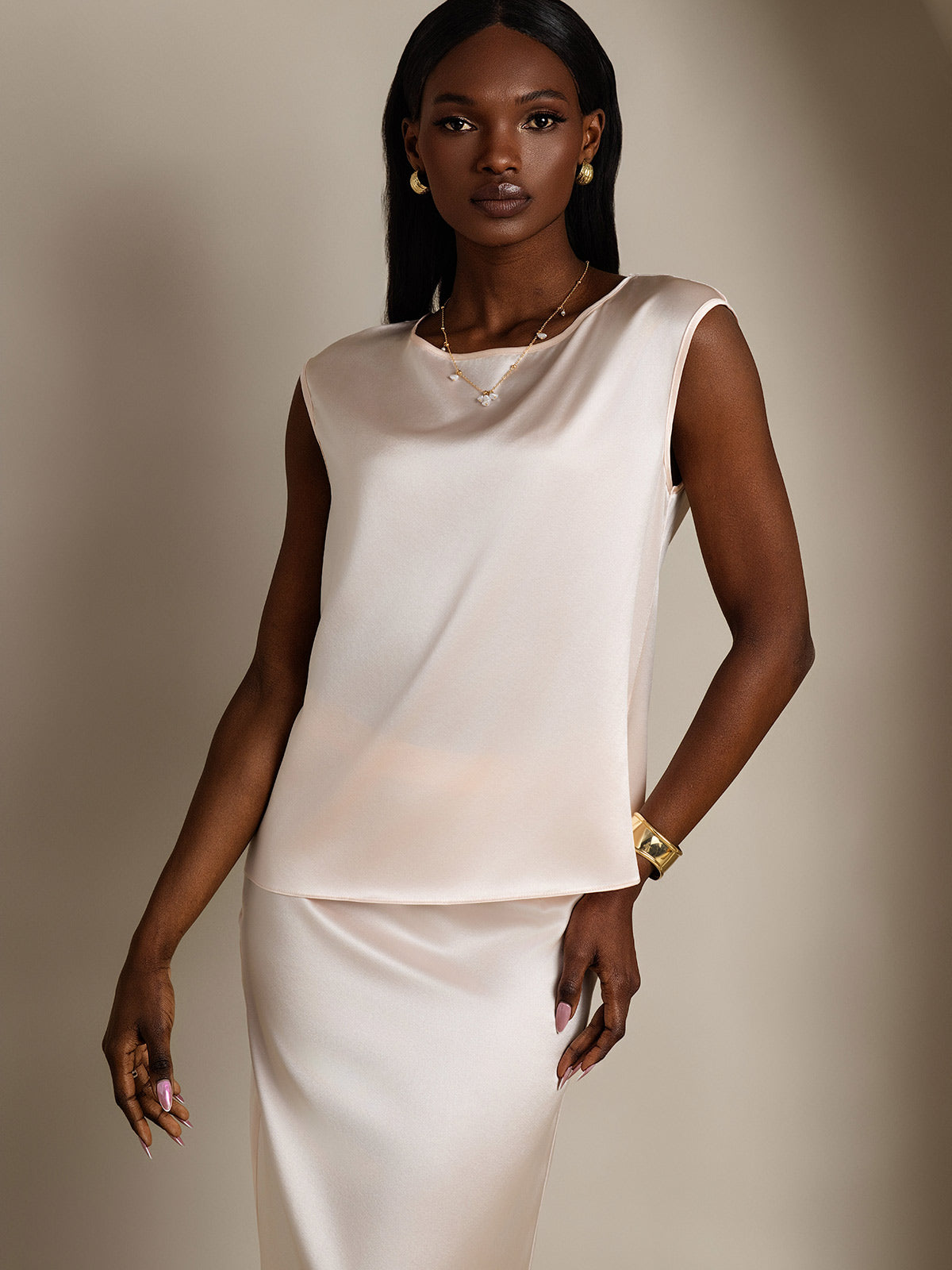 19Momme Silk Cap Sleeve Tank Top