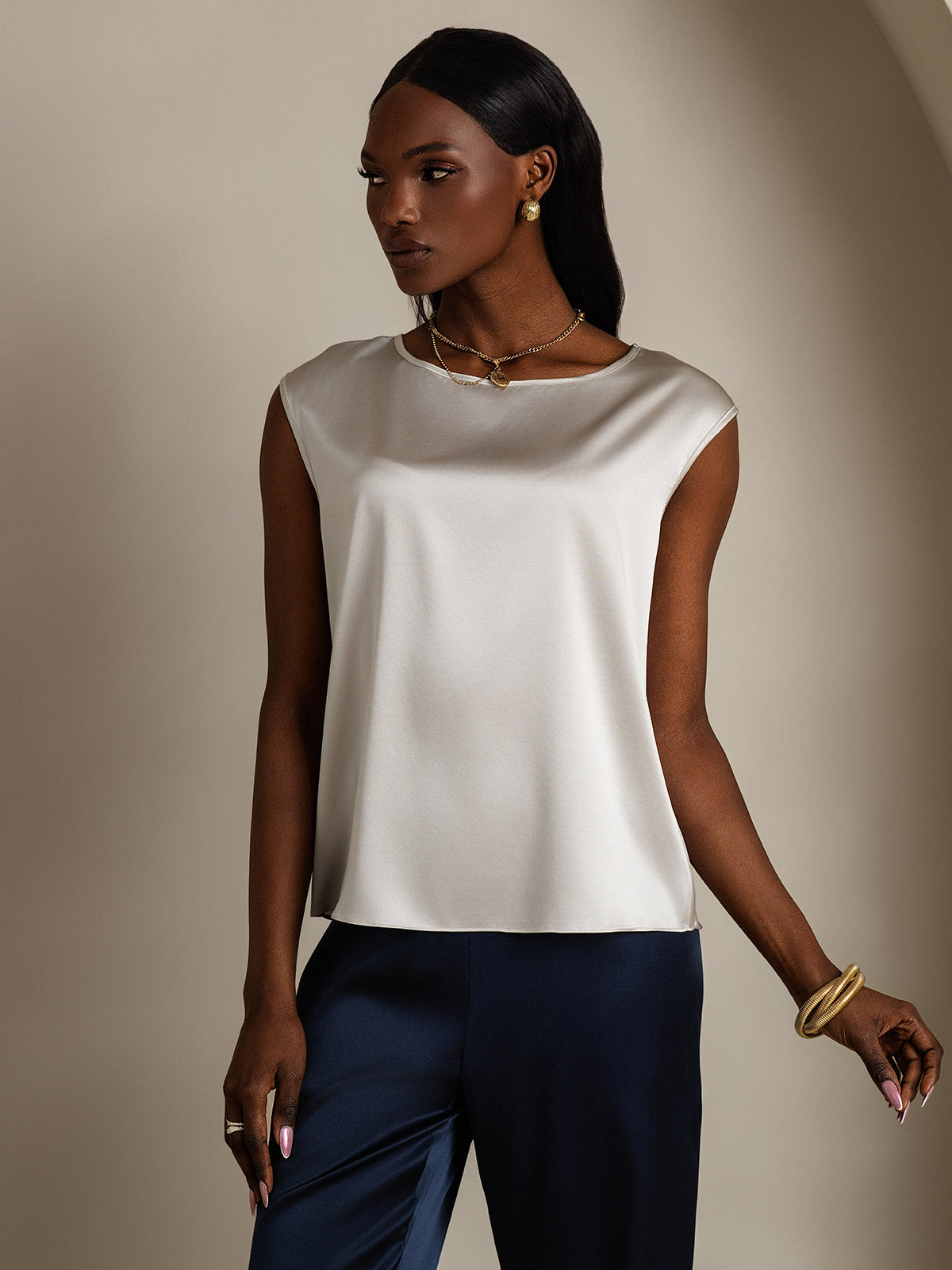 19Momme Silk Cap Sleeve Tank Top