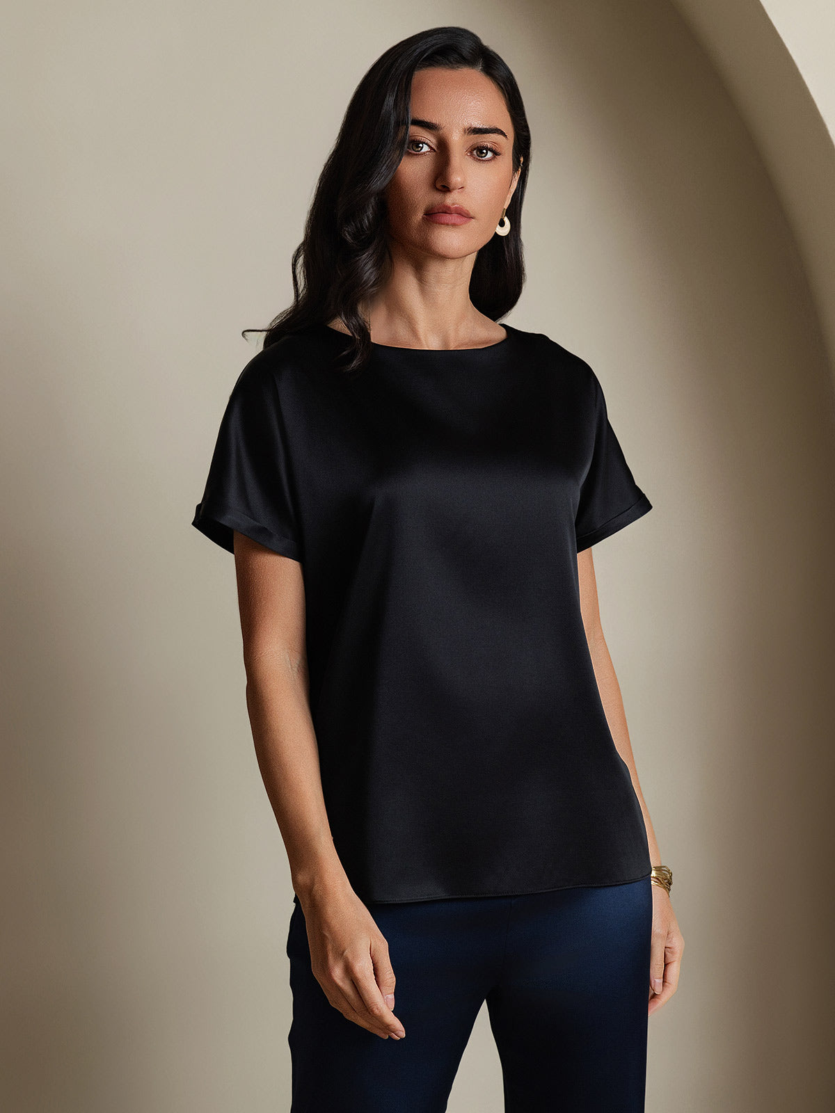 19Momme Silk Casual Short Sleeve T-Shirt