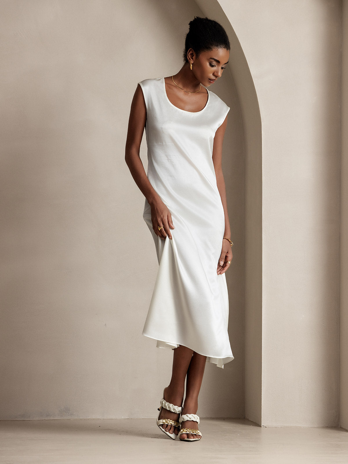 19Momme Silk U-neck Sleeveless Dress