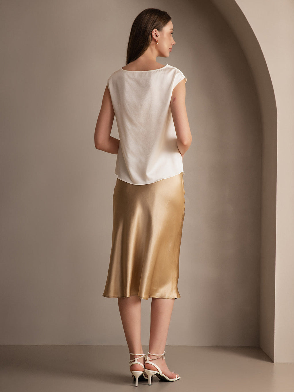 19Momme Mulberry Silk Stretch Long Straight Skirt
