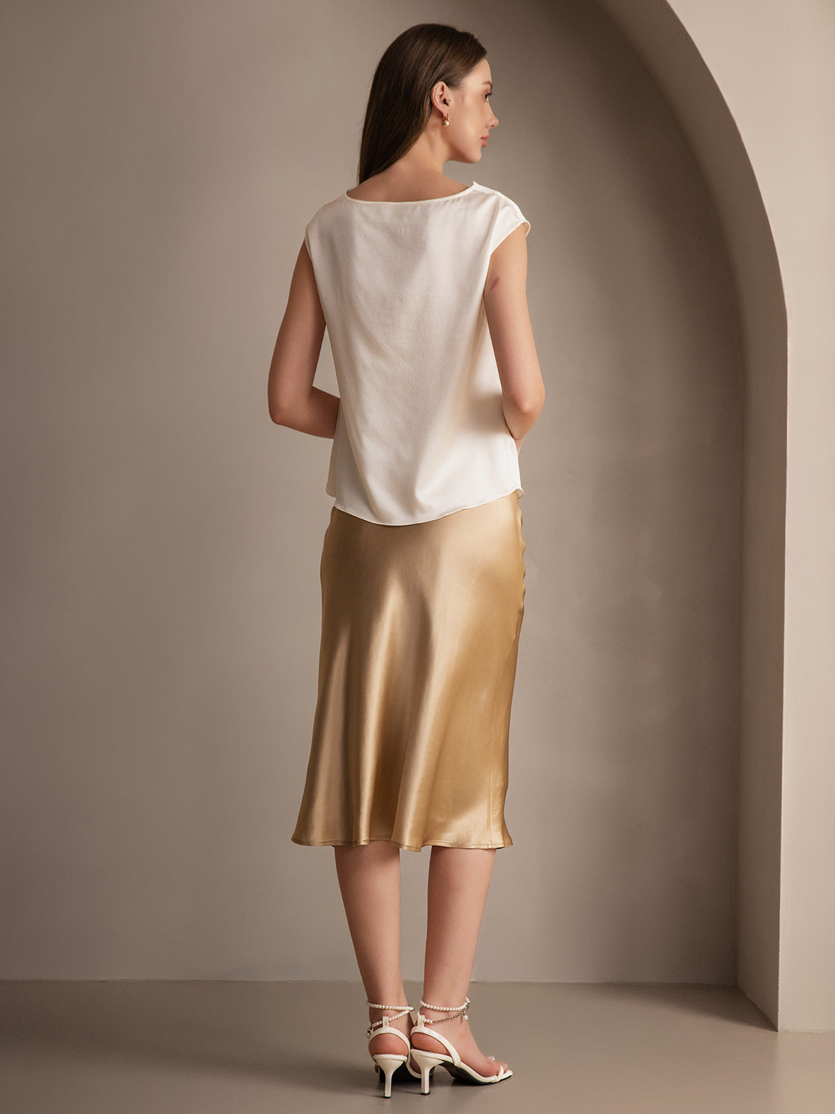 19Momme Mulberry Silk Stretch Long Straight Skirt