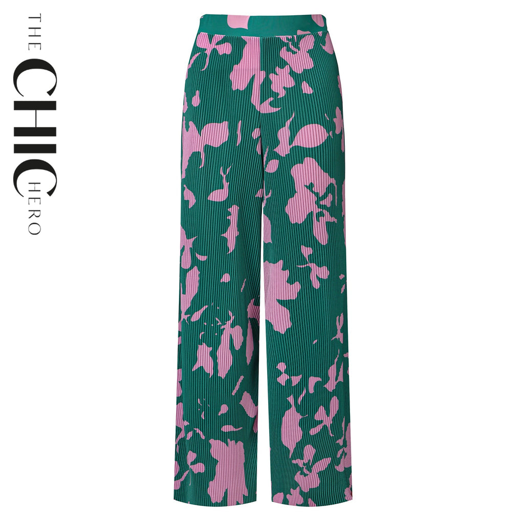 Indigo Chic Pleated Pants with Wide-Leg Trousers